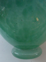 Load image into Gallery viewer, SCOTTISH GLASS. MONART Scottish Art Glass Vase. QC Shape. Mottled Aqua Green Changing to Blue at the Rim. 9 3/4 inches high
