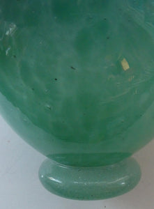 SCOTTISH GLASS. MONART Scottish Art Glass Vase. QC Shape. Mottled Aqua Green Changing to Blue at the Rim. 9 3/4 inches high
