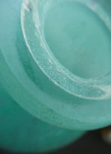 Load image into Gallery viewer, SCOTTISH GLASS. MONART Scottish Art Glass Vase. QC Shape. Mottled Aqua Green Changing to Blue at the Rim. 9 3/4 inches high
