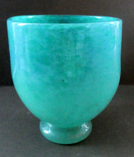 Load image into Gallery viewer, SCOTTISH GLASS. MONART Scottish Art Glass Vase. QC Shape. Mottled Aqua Green Changing to Blue at the Rim. 9 3/4 inches high
