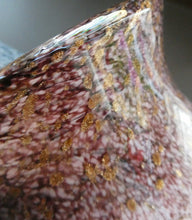 Load image into Gallery viewer, SCOTTISH GLASS. Large MONART Scottish Art Glass Vase. SA Shape. Mottled Pale Pink, Blush Pink and Purple &amp; Lots of Gold Aventurine Flakes. 7 inches high
