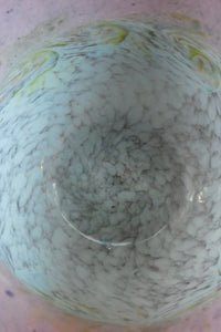 SCOTTISH GLASS. Large MONART Scottish Art Glass Vase. SA Shape. Mottled Pale Blue, Pink with Swirls & Lots of Gold Aventurine Flakes. 7 3/4 inches high