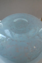 Load image into Gallery viewer, SCOTTISH GLASS. Large MONART Scottish Art Glass Vase. SA Shape. Mottled Pale Blue, Pink with Swirls &amp; Lots of Gold Aventurine Flakes. 7 3/4 inches high

