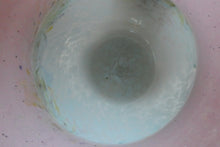 Load image into Gallery viewer, SCOTTISH GLASS. Large MONART Scottish Art Glass Vase. SA Shape. Mottled Pale Blue, Pink with Swirls &amp; Lots of Gold Aventurine Flakes. 7 3/4 inches high
