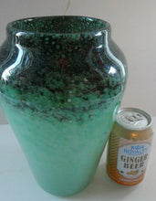 Load image into Gallery viewer, Large Green Monart Glass Vase with Black Flecks and Gold Aventurine. 9 3/4 inches
