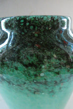 Load image into Gallery viewer, Large Green Monart Glass Vase with Black Flecks and Gold Aventurine. 9 3/4 inches
