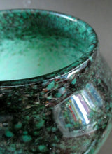 Load image into Gallery viewer, Large Green Monart Glass Vase with Black Flecks and Gold Aventurine. 9 3/4 inches
