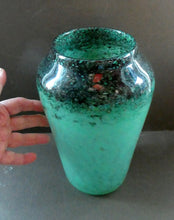 Load image into Gallery viewer, Large Green Monart Glass Vase with Black Flecks and Gold Aventurine. 9 3/4 inches
