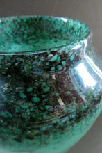 Load image into Gallery viewer, Large Green Monart Glass Vase with Black Flecks and Gold Aventurine. 9 3/4 inches
