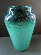 Load image into Gallery viewer, Large Green Monart Glass Vase with Black Flecks and Gold Aventurine. 9 3/4 inches
