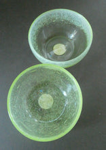 Load image into Gallery viewer, SCOTTISH GLASS. Rare Pair of Simple Small MONART URANIUM Bowls. Each with Monart Labels
