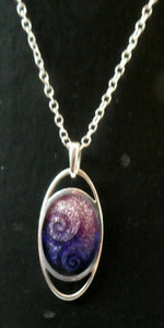 SCOTTISH SILVER. Pre-Loved Silver and Purple Enamel ORTAK ELEMENTS Pendant. BOXED