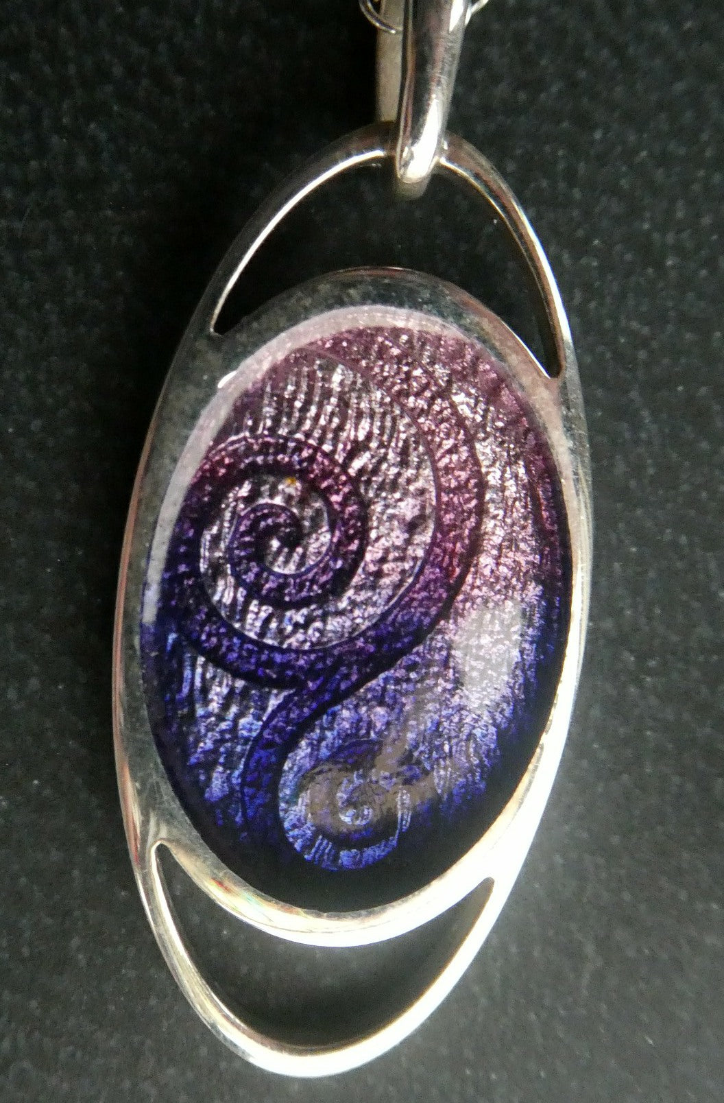 SCOTTISH SILVER. Pre-Loved Silver and Purple Enamel ORTAK ELEMENTS Pendant. BOXED