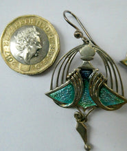 Load image into Gallery viewer, PAT CHENEY. Scottish Vintage 1980s Art Nouveau Style Silver Earrings with Turquoise Enamel
