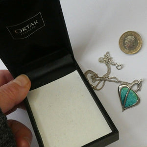 SCOTTISH SILVER. Pre-Loved Silver and Purple Enamel ORTAK LEAH Pendant. BOXED