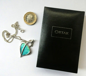 SCOTTISH SILVER. Pre-Loved Silver and Purple Enamel ORTAK LEAH Pendant. BOXED