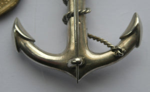 1880s SCOTTISH SILVER: Victorian ANCHOR BROOCH with Inset Specimen Agates