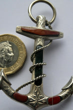 Load image into Gallery viewer, 1880s SCOTTISH SILVER: Victorian ANCHOR BROOCH with Inset Specimen Agates
