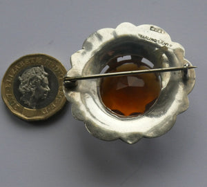 Sweet Antique SCOTTISH VICTORIAN SILVER & Agate Insets. With Large Raised Cairngorm Stone