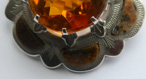 Sweet Antique SCOTTISH VICTORIAN SILVER & Agate Insets. With Large Raised Cairngorm Stone