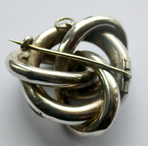 1880s SCOTTISH SILVER: Victorian Lover's Knot Brooch with Inset Specimen Agates