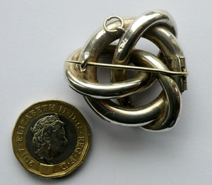 1880s SCOTTISH SILVER: Victorian Lover's Knot Brooch with Inset Specimen Agates