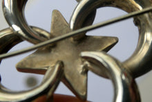 Load image into Gallery viewer, 1880s SCOTTISH SILVER: Victorian Quatrefoil Shape and Raised Star Brooch with Inset Specimen Agates
