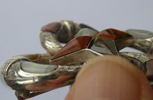 Load image into Gallery viewer, 1880s SCOTTISH SILVER: Victorian Quatrefoil Shape and Raised Star Brooch with Inset Specimen Agates
