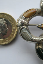 Load image into Gallery viewer, 1880s SCOTTISH SILVER: Victorian Quatrefoil Shape and Raised Star Brooch with Inset Specimen Agates
