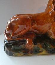 Load image into Gallery viewer, SCOTTISH POTTERY Antique SINGLE VICTORIAN Bo&#39;ness Pottery Large Recumbent Lion, c 1900
