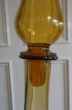 Load image into Gallery viewer, VERY TALL Golden Amber Glass GENIE Vase with Original Hollow Hand Blown Stopper. 27 inches
