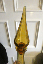 Load image into Gallery viewer, VERY TALL Golden Amber Glass GENIE Vase with Original Hollow Hand Blown Stopper. 27 inches
