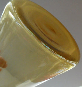 VERY TALL Golden Amber Glass GENIE Vase with Original Hollow Hand Blown Stopper. 27 inches