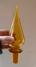 Load image into Gallery viewer, VERY TALL Golden Amber Glass GENIE Vase with Original Hollow Hand Blown Stopper. 27 inches
