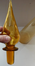 Load image into Gallery viewer, VERY TALL Golden Amber Glass GENIE Vase with Original Hollow Hand Blown Stopper. 27 inches
