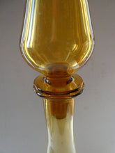 Load image into Gallery viewer, VERY TALL Golden Amber Glass GENIE Vase with Original Hollow Hand Blown Stopper. 27 inches
