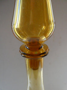 VERY TALL Golden Amber Glass GENIE Vase with Original Hollow Hand Blown Stopper. 27 inches