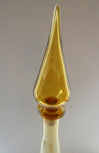 VERY TALL Golden Amber Glass GENIE Vase with Original Hollow Hand Blown Stopper. 27 inches