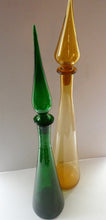 Load image into Gallery viewer, TALL Emerald Green Glass GENIE Vase with Original Hollow Hand Blown Stopper. 25 inches
