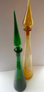 TALL Emerald Green Glass GENIE Vase with Original Hollow Hand Blown Stopper. 25 inches