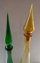 Load image into Gallery viewer, TALL Emerald Green Glass GENIE Vase with Original Hollow Hand Blown Stopper. 25 inches
