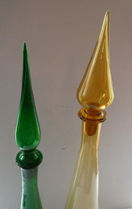 TALL Emerald Green Glass GENIE Vase with Original Hollow Hand Blown Stopper. 25 inches