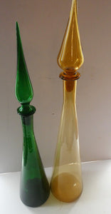 VERY TALL Golden Amber Glass GENIE Vase with Original Hollow Hand Blown Stopper. 27 inches (68.5 cm)