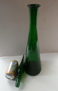 TALL Emerald Green Glass GENIE Vase with Original Hollow Hand Blown Stopper. 25 inches