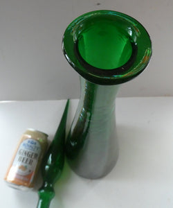 TALL Emerald Green Glass GENIE Vase with Original Hollow Hand Blown Stopper. 25 inches