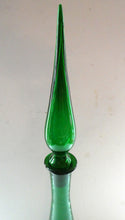 Load image into Gallery viewer, TALL Emerald Green Glass GENIE Vase with Original Hollow Hand Blown Stopper. 25 inches
