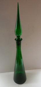 TALL Emerald Green Glass GENIE Vase with Original Hollow Hand Blown Stopper. 25 inches