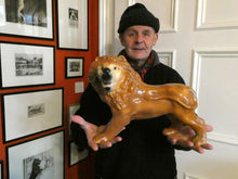 Load image into Gallery viewer, SiNGLE ANTIQUE Victorian Standing Staffordshire Style Bo&#39;ness Lion. Large in Excellent Condition
