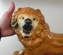 Load image into Gallery viewer, SiNGLE ANTIQUE Victorian Standing Staffordshire Style Bo&#39;ness Lion. Large in Excellent Condition
