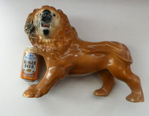 SiNGLE ANTIQUE Victorian Standing Staffordshire Style Bo'ness Lion. Large in Excellent Condition